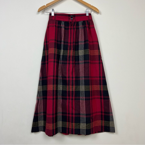 SAMANTHA SCOTT Vintage Plaid Pleated Midi Skirt - Picture 5 of 8